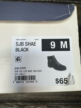 St. John's Bay Shae Black Lace-Up Ankle Boots Size 9